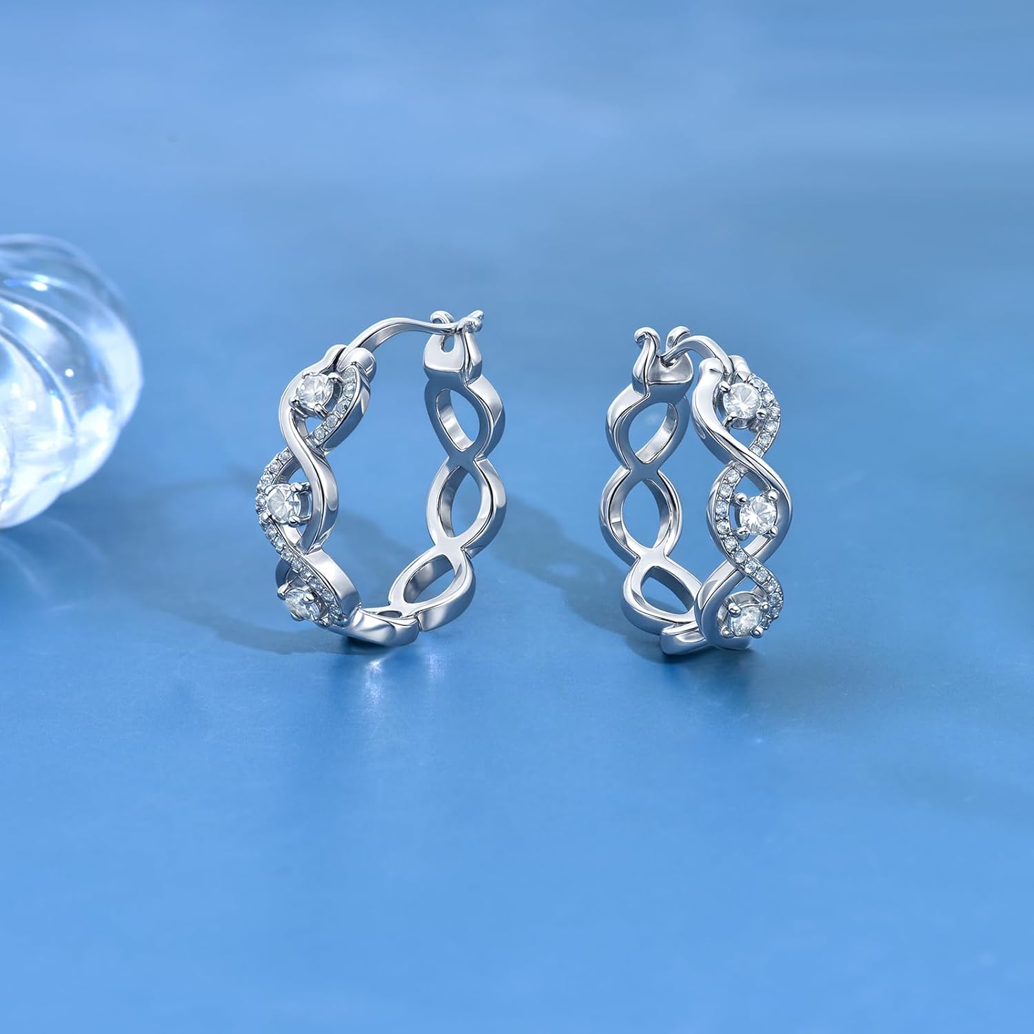 925 Sterling Silver Hoop Earrings for Women Hypoallergenic Cubic Zirconia Twisted Hoop Eearrings Lightweight Silver Hoop Earrings Jewelry Gifts - Image 5