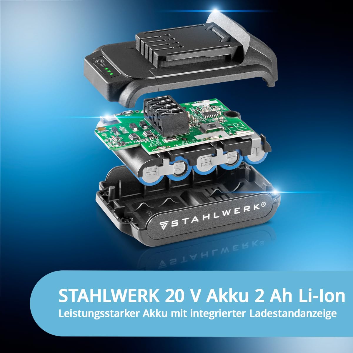 STAHLWERK Mini motosega a batteria (MAK-20 ST) – Set con batteria da 2 Ah, caricabatterie, catena di ricambio e spada di ricambio, sega a mano senza brushless, 6"/15,2 cm, 4,8 m/s, per legno, rami