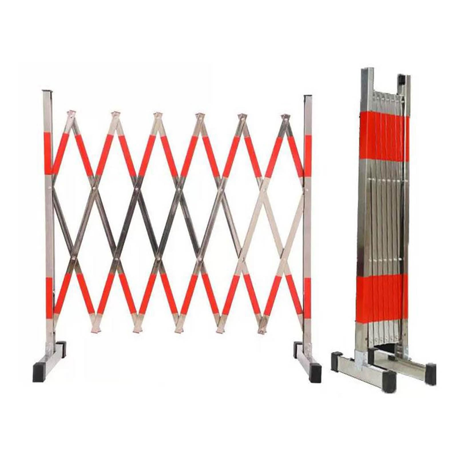Barrera de seguridad retráctil de acero inoxidable de 16.4 pies, barandilla plegable portátil para exteriores, control de acceso industrial y fácil de usar