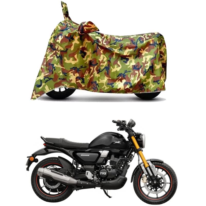 Image of Waterproof 100% PVC Coated Full Bike Scooty Two Wheeler Body Cover Compatible for TVS Ronin DS /UV-Rays /Heat Protection /Birds Dropping /Scratchproof /Dust Proof /All Varients[6X6 Jungle Print]