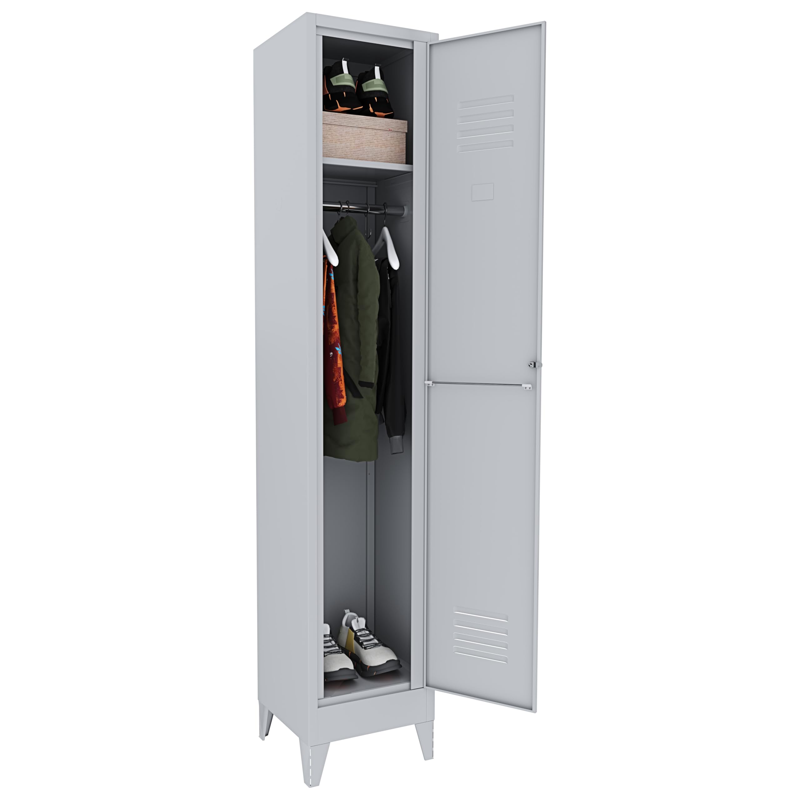 Armadietto Spogliatoio Armadio 1 Anta Slim Sporco Pulito In Lamiera Di Acciaio Salvaspazio Con Chiave Ripiano Appendiabiti Porta Cartellino Per Interno Lavoro Piscina Casa 180 x 34 x 36 Cm Grigio