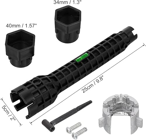 Miniatura 2 de PATIKIL Instalador de grifo y fregadero, llave multiusos 8 en 1, herramienta de fontanería para inodoro y lavabo, color negro