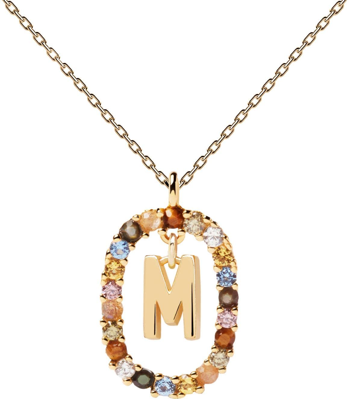 P D PAOLA - Collana Lettera M - Argento Sterling 925 placcato oro 18k - Gioielli da donna, Única, Oro, Nessuna pietra preziosa