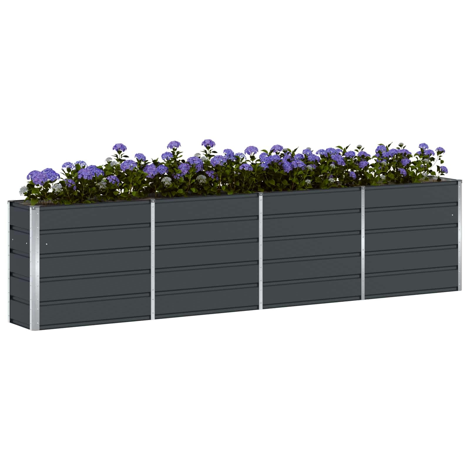 Vaso rettangolare da 160 x 40 x 75 cm, vaso antracite in acciaio e plastica mista, per interni ed esterni, moderno look industriale, facile montaggio con cacciavite