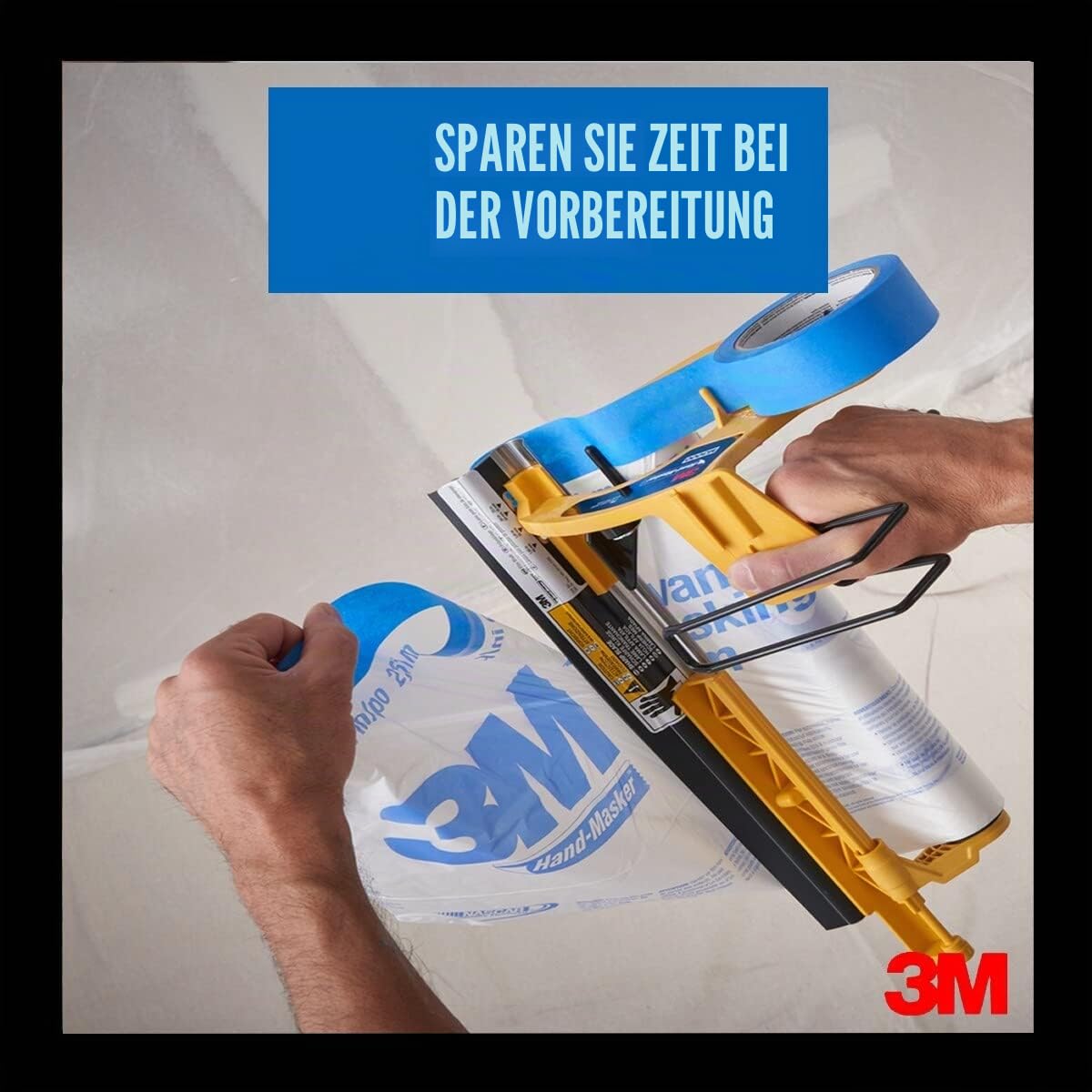 3M Pro Hand-Masker AMF99 Advanced Abdeckfolie PROMO PACK, 8 Rollen, 251cm x 27, 4m + M3000 Starter Kit GRATIS, blau