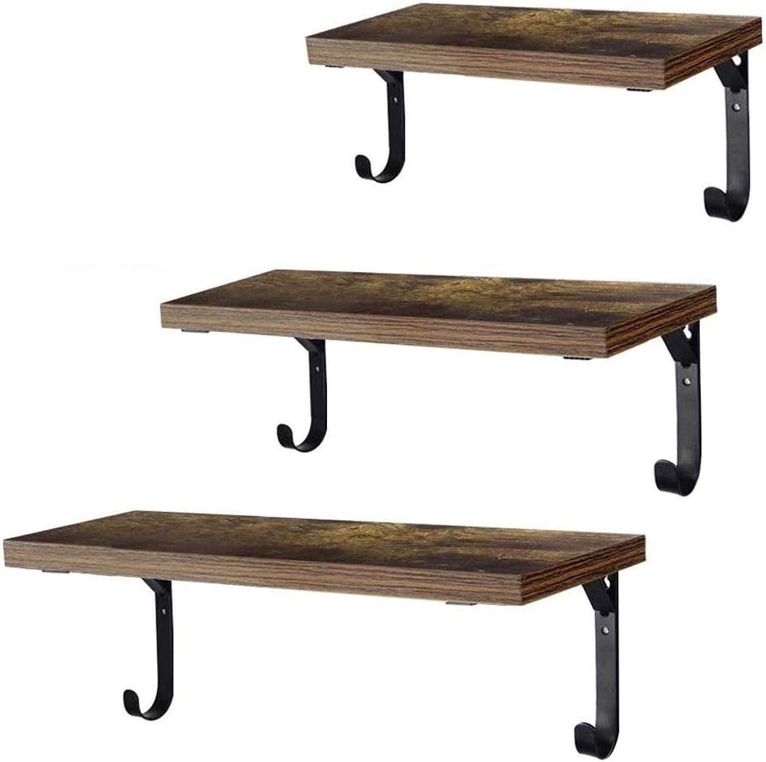 Schliersee Floating Wall Shelves Set of 3, Rustic Wood Wall Mounted Storage Shelf for Bathroom, Bedroom, Living Room, Kitchen