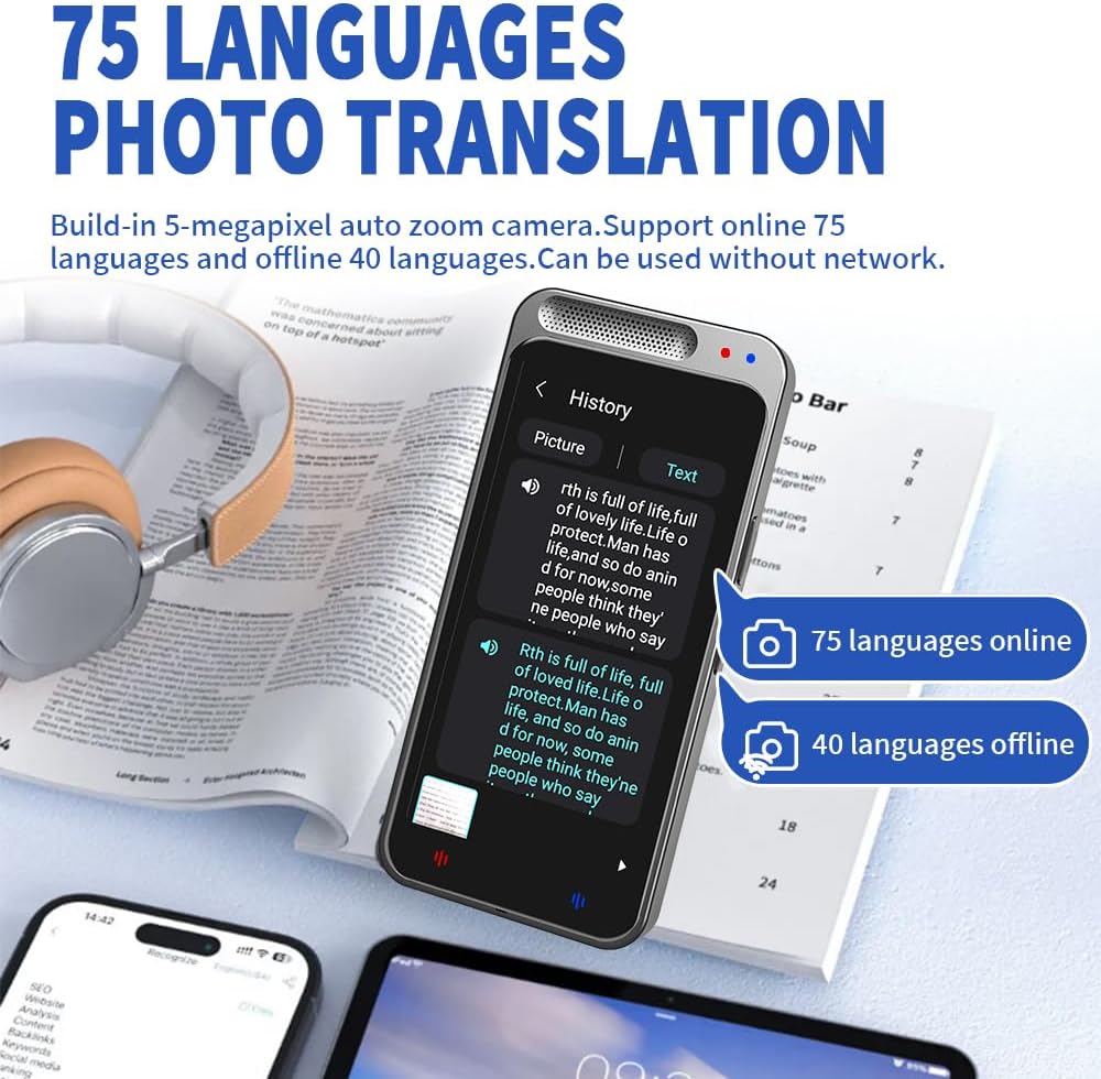 ポータブル外国語翻訳機 - ポータブル双方向音声通訳、言語翻訳