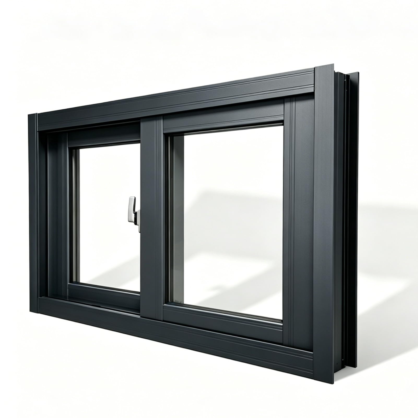 Ventana deslizante de aluminio negro con cerradura para sótano y garaje de 23x21 pulgadas