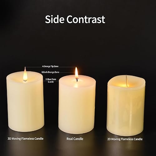 Miniatura 2 de CozierGlow Velas de pilar sin llama de corteza marrón parpadeantes con temporizador remoto, velas de batería de hasta 1100 horas, velas de cera real