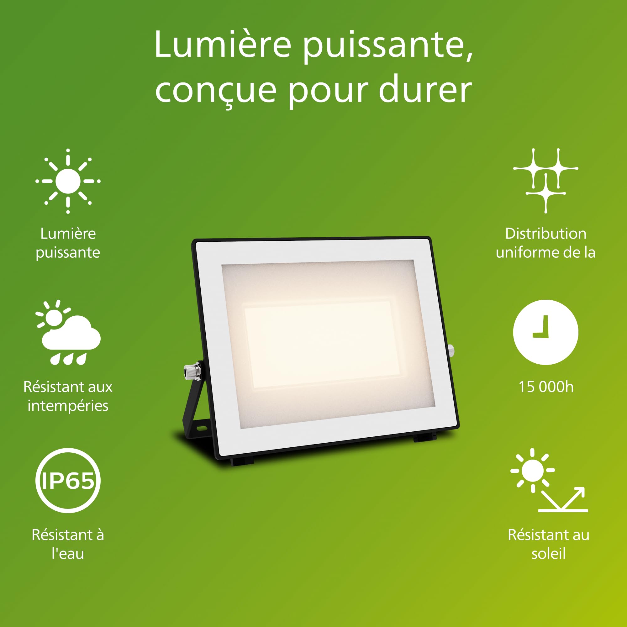 Image secondaire de Projecteur Extérieur Philips 50W LED Noir - Éclairage Puissant et Fiable