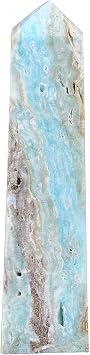 AMOYSTONE Healing Large Crystal Tower Hemimorphite Obelisk Blue Small 7-14 OZ for Home Decor Crystal Grid Meditation Therapy