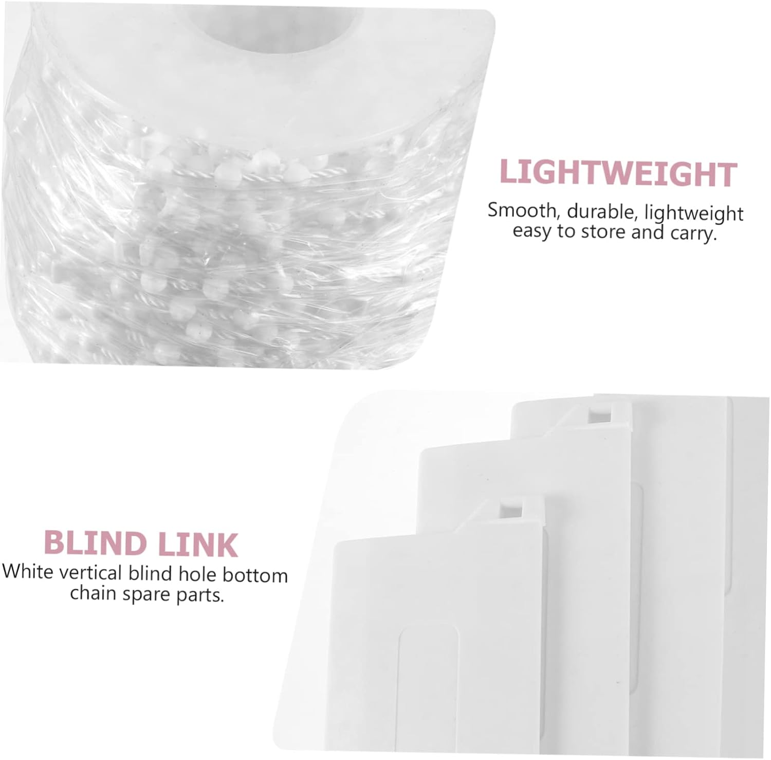 1set Vertical Curtain Accessories White Blinds Parts for Easy Installation Includes Beads Slats Hooks and Clips for Replacement and Repair of Vertical Blinds