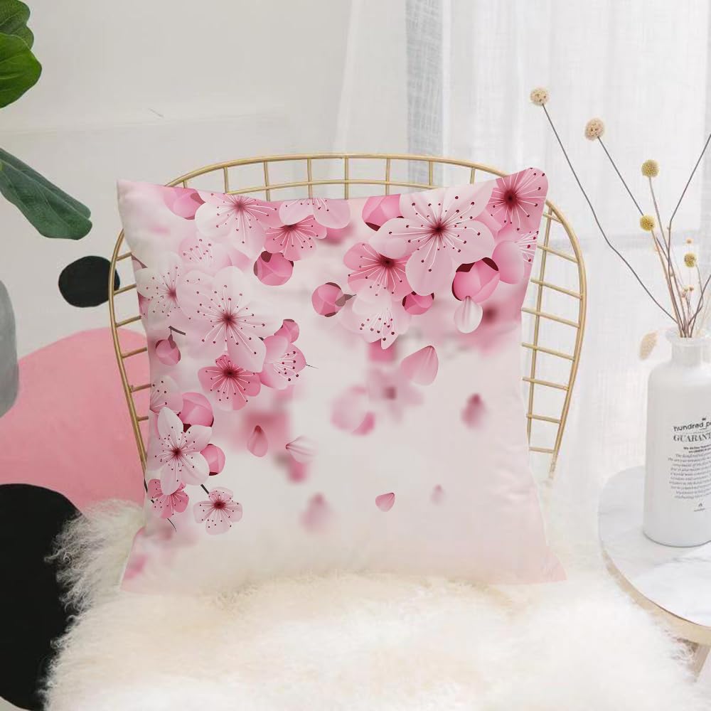 HYMSXW Cushion Cover,Throw Pillow Case Home Decorative for Living Room Bedroom Sofa Chair 20X20 Inch,Flowers, japanese sakura flowers blossoms eastern spring nature theme illus,Pillowcase 50X50cm