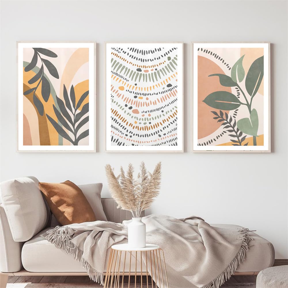 WBYZAC Botanical Posters-Abstract Leaf Rainbow Sun Wall Art Boho Canvas Painting Nordic Posters and Prints Wall Pictures for Living Kitchen Room Decor-60 * 70cm*3PCS (No Frame)