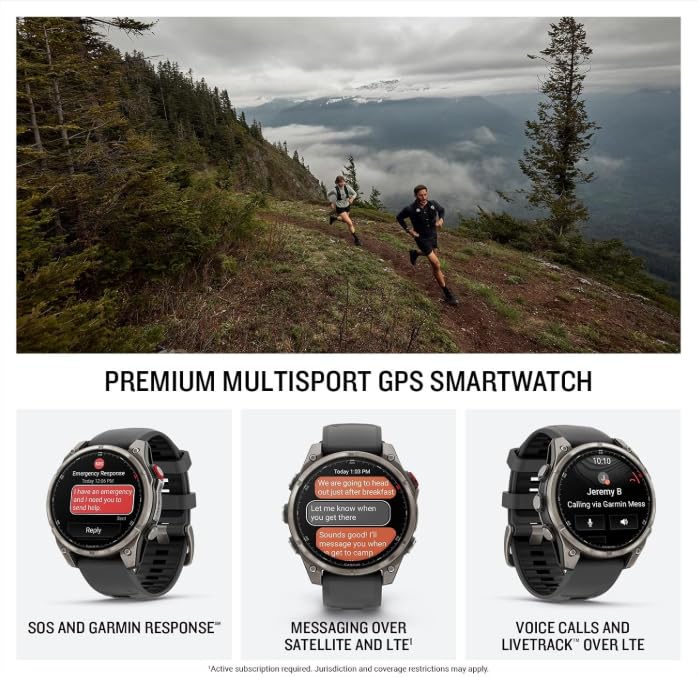 Image of Garmin Fenix 8 Pro 47mm AMOLED Sapphire Premium Connected Multisport GPS Smartwatch, inReach Technology, Titanium with Graphite Silicone Band w /Black Earbuds Bundle