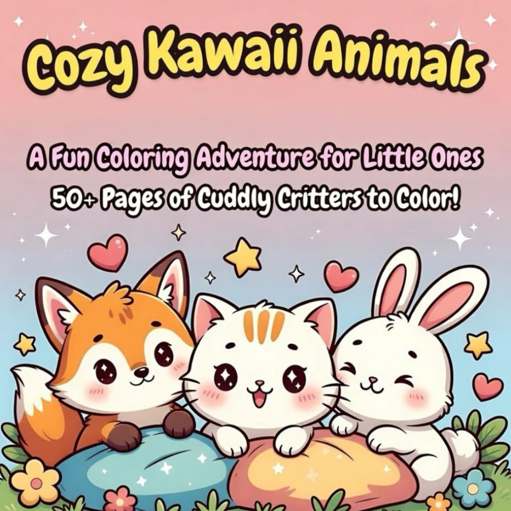 Cozy Kawaii Animals Coloring Book: Cute & Relaxing Coloring Pages for Stress Relief and Mindful Coloring