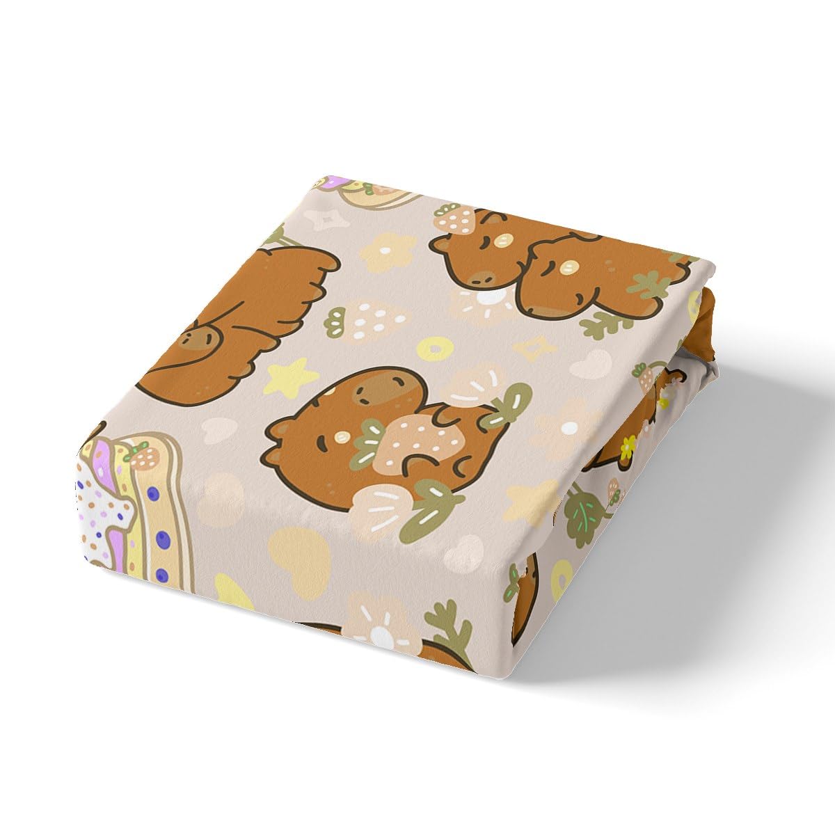 Homewish Cute Capybara Duvet Cover King, Strawberries Bedding Set, Kawaii Animal Cartoon Cake Comforter Cover - Image 4