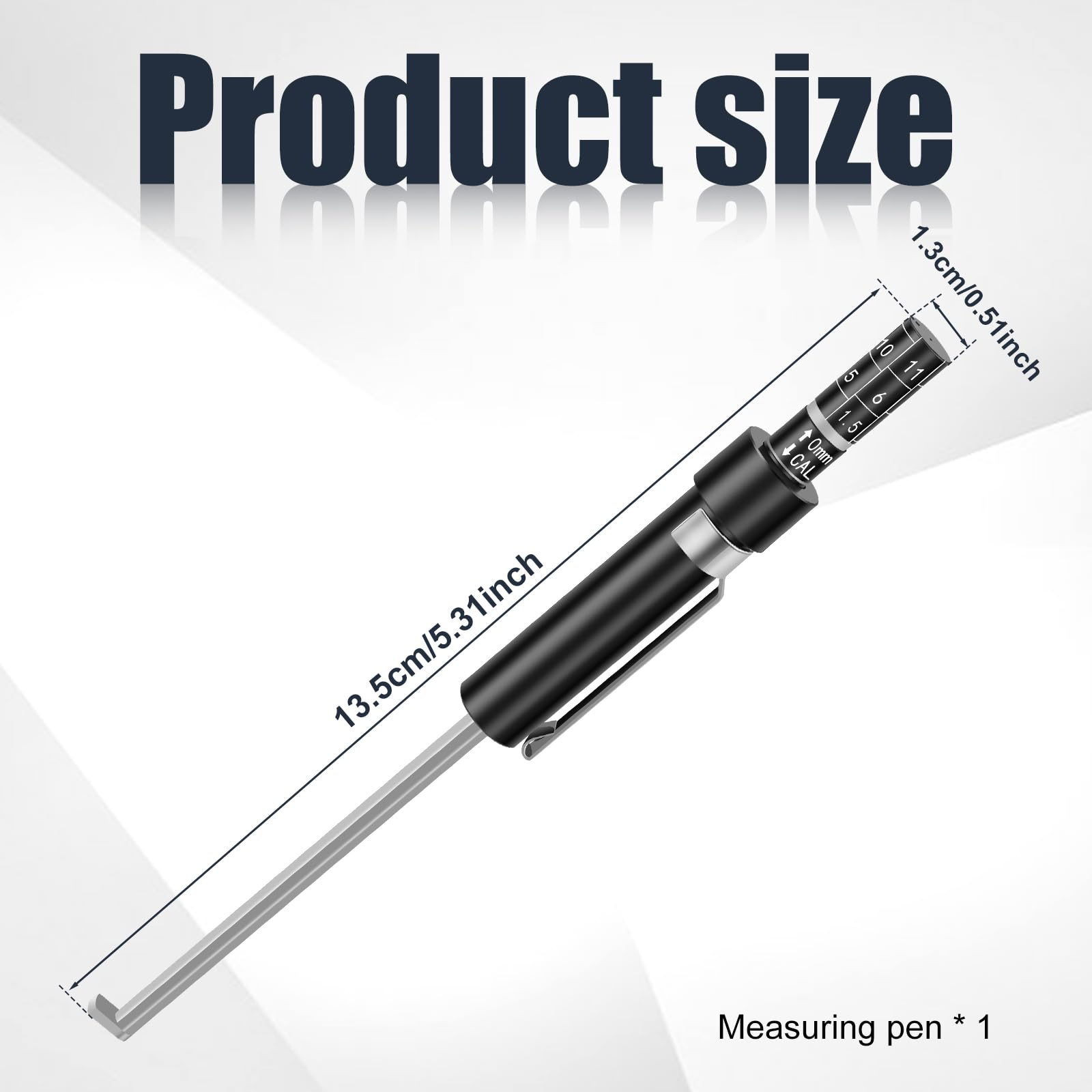 FALESOUL Car Brake Measuring Tool, 5.31x0.51in Brake Pad Thickness Gauge Measure Pen with Scale 1.5mm-11mm Thickness Base Plate Brake Pad Tester Brake Pad Detection Pen Scale (2)