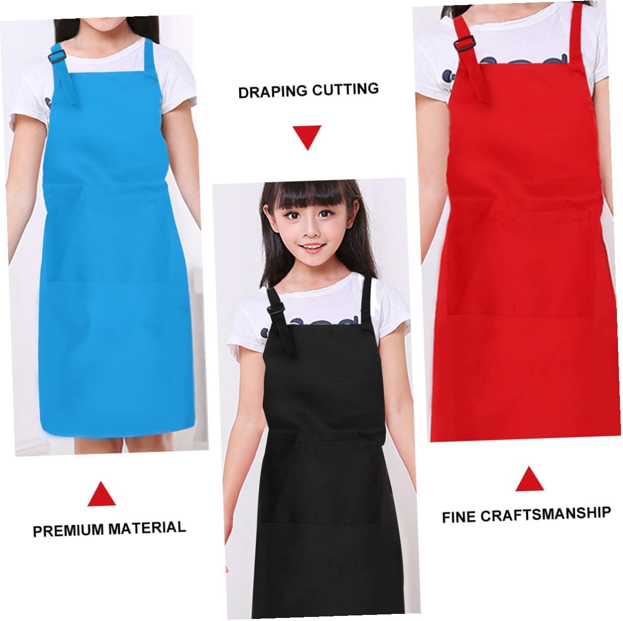 Painting Aprons and Hats Set for Boys and Ages 7-12, 8pcs Art Smock Kit with Lightweight, Breathable Fabric in Blue, Red, Black, and White for Craft and Art Activities