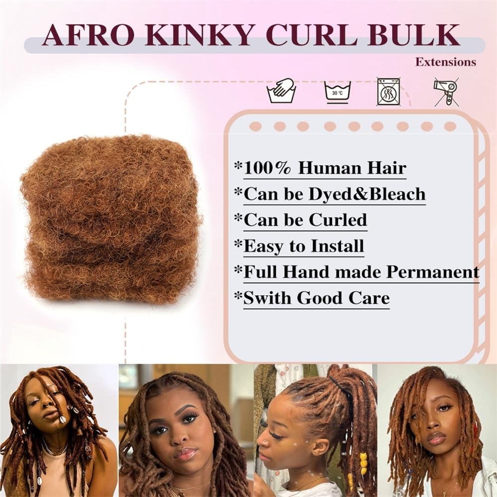 Splatanie włosów Afro Kinkys Bulk Human Hair #30 Auburn Reggae Dirty Braids Brazylijskie Naturalne Włosy Szydełkowe Dredy Kobieta(6inches)