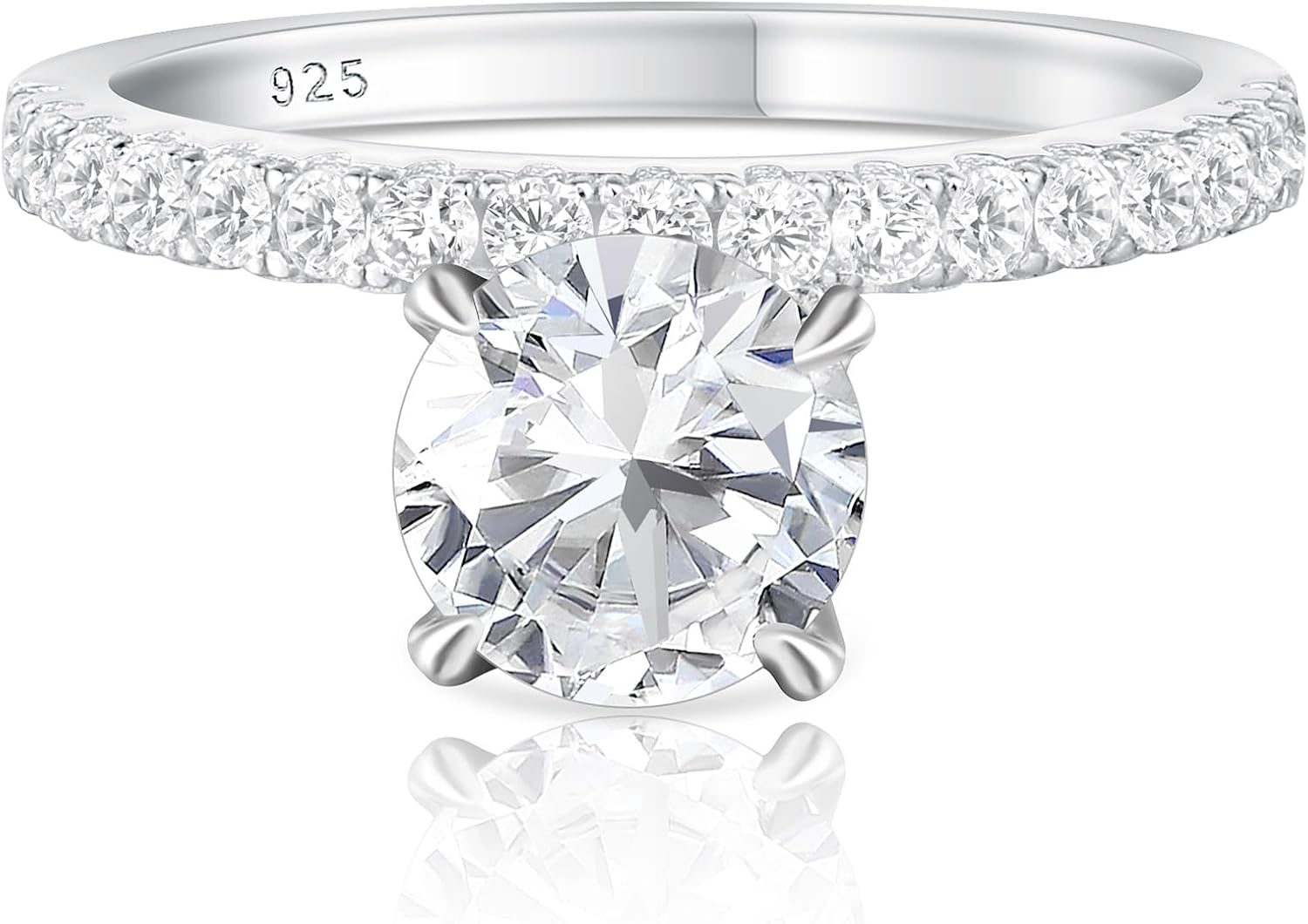 Newshe Jewellery Moissanite Engagement Rings for Women 925 Sterling Silver Round Cut Promise Ring Wedding Anniversary Bridal Size 5-10