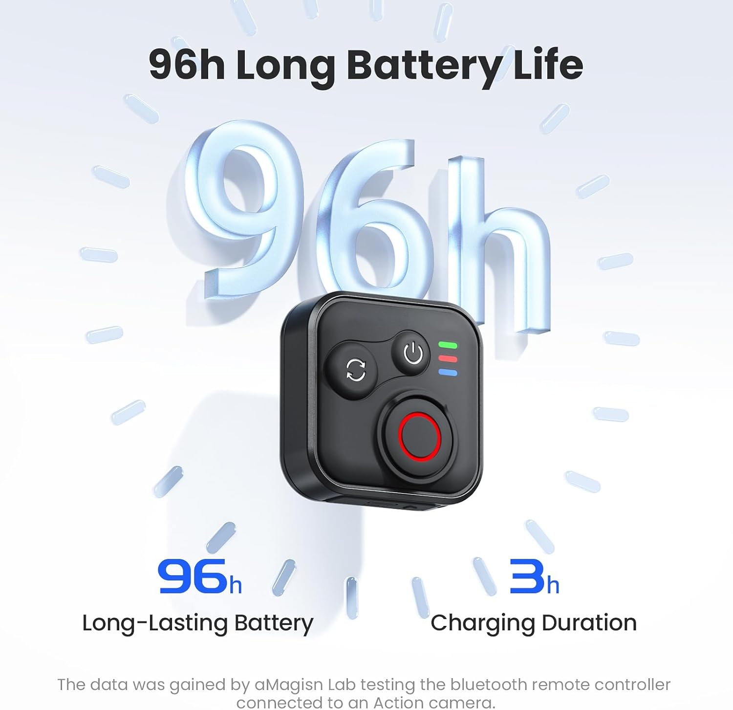 Camera Remote Controller Compatible with DJI Osmo 360 / Action 6/5 Pro / 4, Up to 50m Range, 96H Battery Life, Splash Resistant Design with Wrist Strap