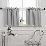 Pickluc 24 Inch Long Tier Curtains for Small Window, Short Blackout Curtain with Rod Pocket - Half Window Curtains for Kitchen, Cabinet, Basement, Camper, 2 Panels, Black, 30 Inches Wide