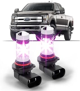 Fit For Ford F-150 F250 F350 2005-2015 2016 2017 2018 2019 H10/9145/9140 Fog Light Bulbs, 500% Brightness Upgrade 14000K Pink Purple Beam Bulbs,1:1 Size 9145 fog lights Plug and play,Pack of 2.