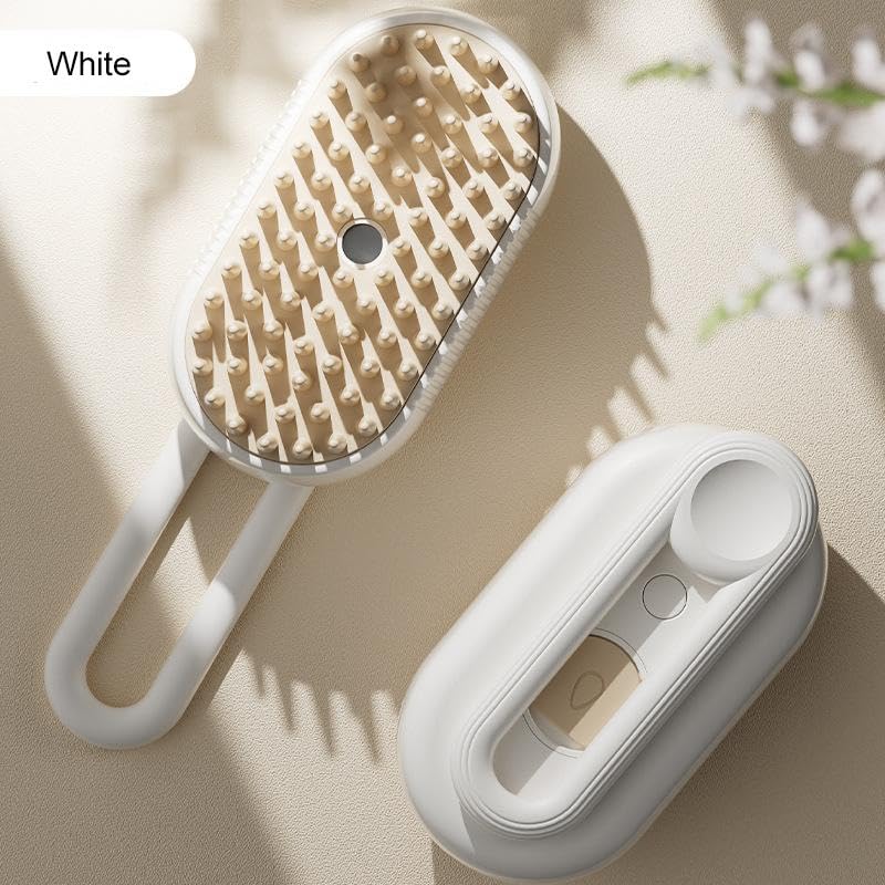 Image of 3-in-1 Cat Grooming Brush - Water Spray & Self-Cleaning Shedding Brush for Cats & Dogs - Pet Hair Removal & Massage Comb for Long & Short Hair (white) (Red Box) (Red box)
