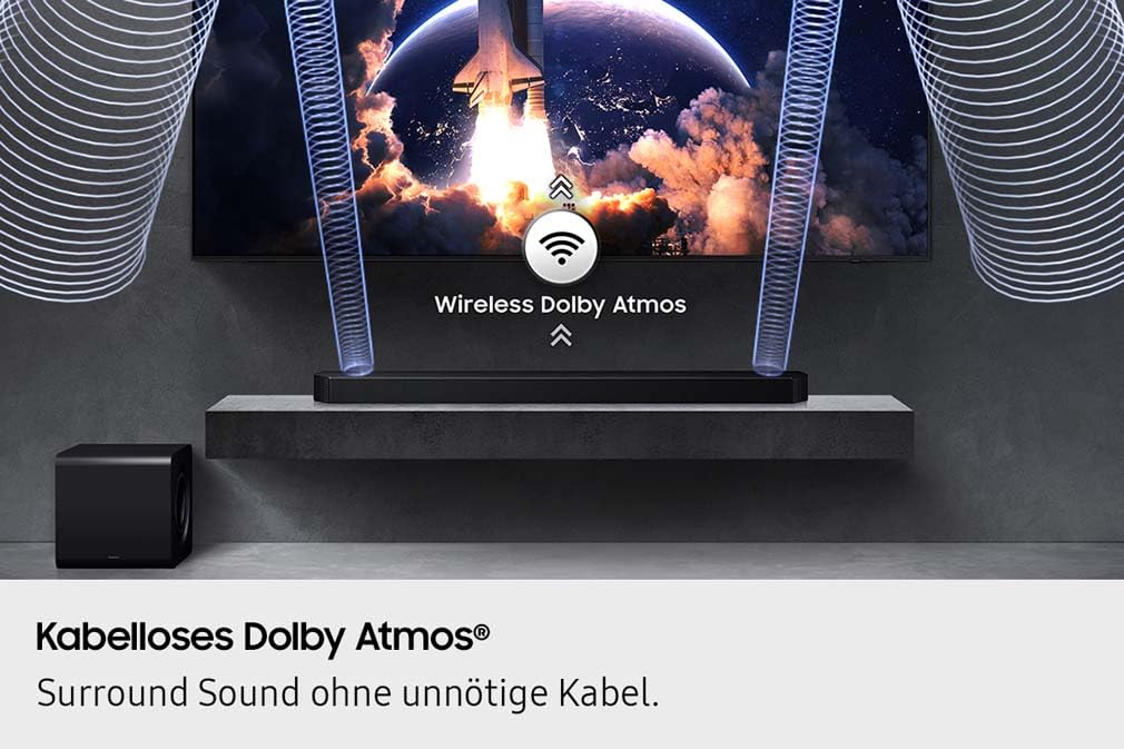 Samsung HW-Q810GF Q-Series 5.1.2-Kanal-Soundbar für Fernseher, Kabelloser 6,5"-Subwoofer, Kabelloses Dolby Atmos und DTS:X, SpaceFit Sound Pro, Q-Symphony