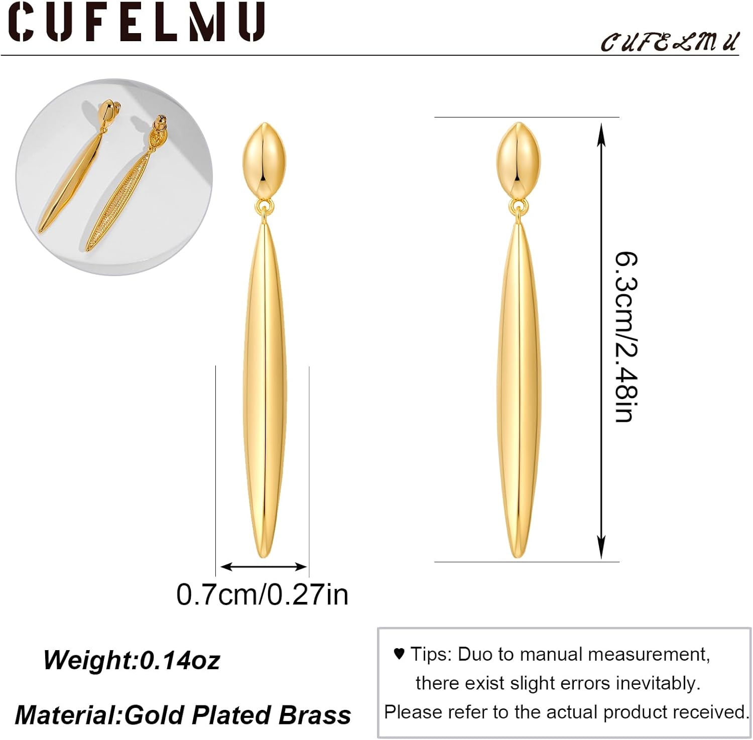 Gold Silver Minimalist Dainty Long Bar Drop Dangle Earrings for Women - Image 6