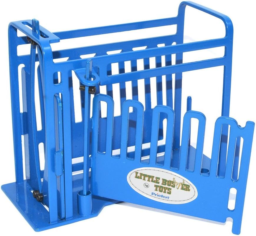 Little Buster Toys Squeeze Chute - Priefert Squeeze Chute with Sliding Gates in Blue, 1/16th Scale