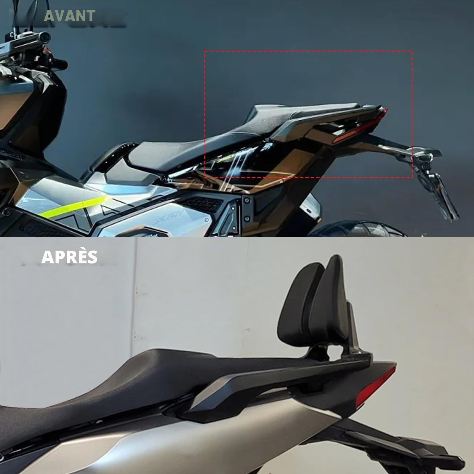 WOOGA Coussin de dossier arrière pour passager, protection du dossier accessoires moto pour Ho&n&da X-ADV 750 XADV 750 NSS750 Forza 750 2021 2022 2023 2024 2025 2026 (Noir)