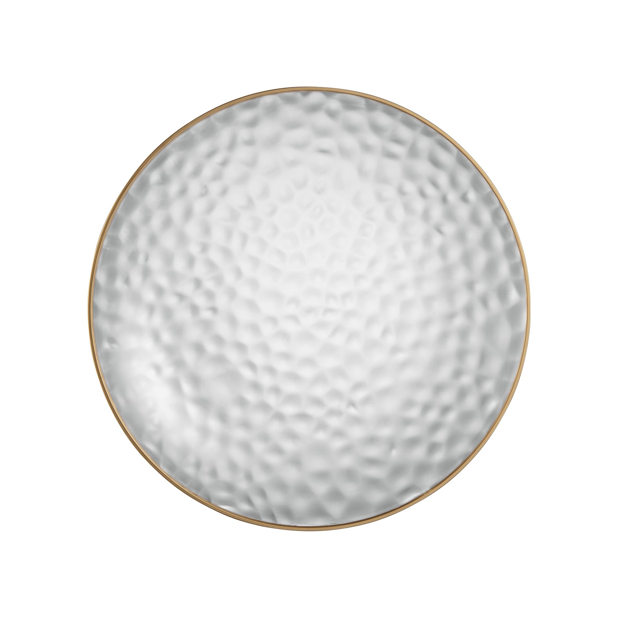 PLASTICPRO 30 Pack Hammered Plastic Plates Heavyweight Disposable Plastic Plates Elegant Clear Hammered Rim Platsic Party Dishes (Hamered Clear With Gold Rim, 7'' INCH PLATES) — view 5