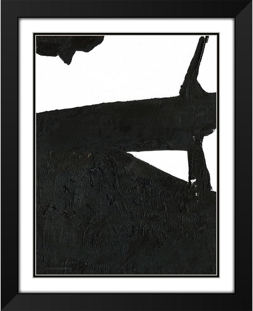 ArtDirect Black And White Abstract 3 19x24 Black Modern Wood Framed with Double Matting Museum Art Print by Kamdon Kreations