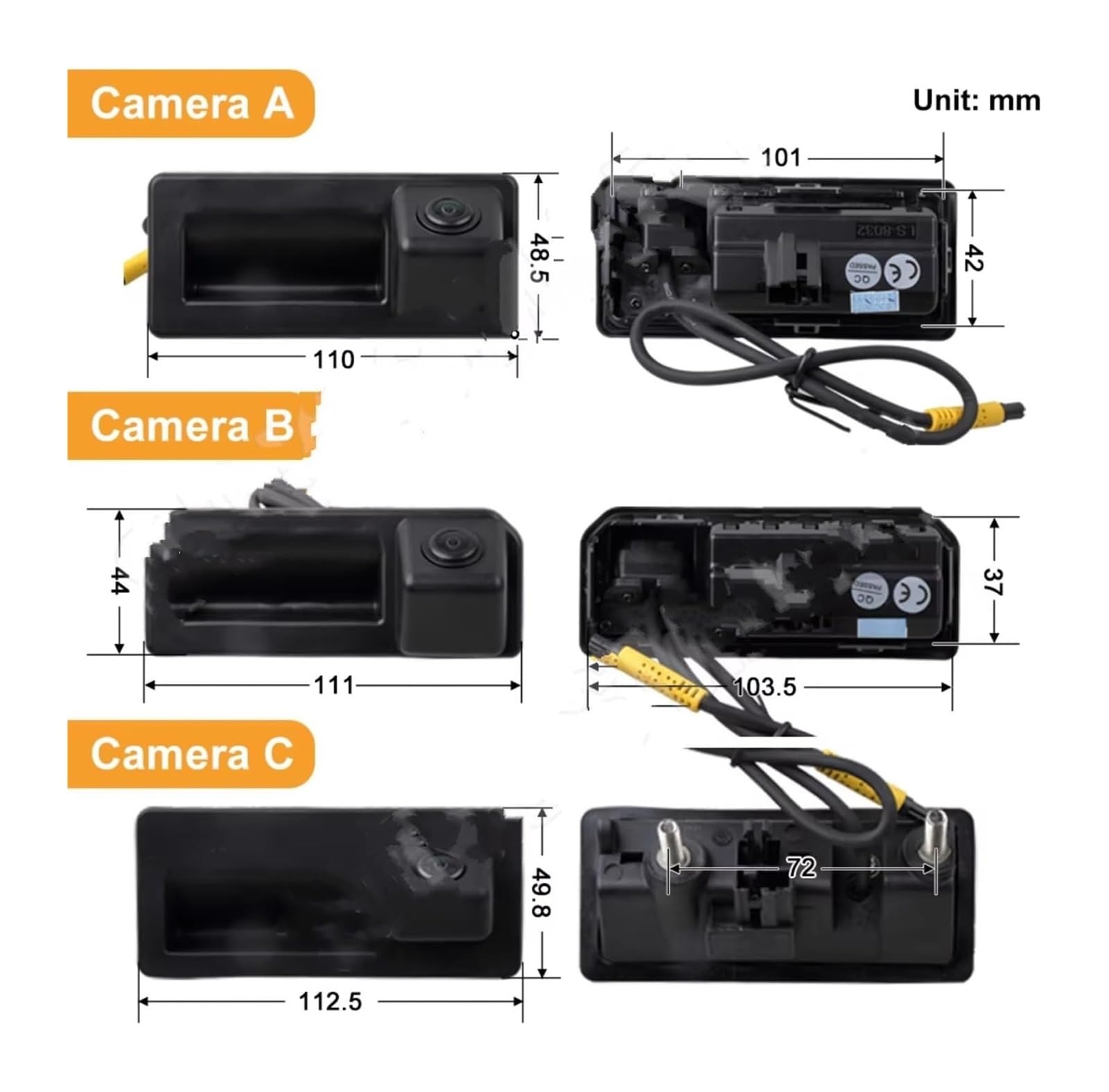 para VW para Tiguan 2015 2016 2017 2018 2019 2020 2021 2022 2023 2024 2025 Cámara Marcha Atrás Trayectoria Dinámica Plug Play MQB Cámara de Respaldo(MQB-CAM E)