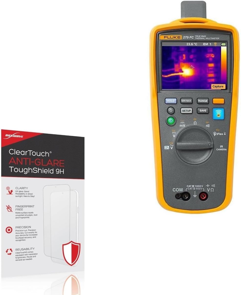 BoxWave Screen Protector Compatible With Fluke Fluke 279 FC - ClearTouch Anti-Glare ToughShield 9H (2-Pack), Anti-Glare 9H Tough Flexible Film Screen Protector