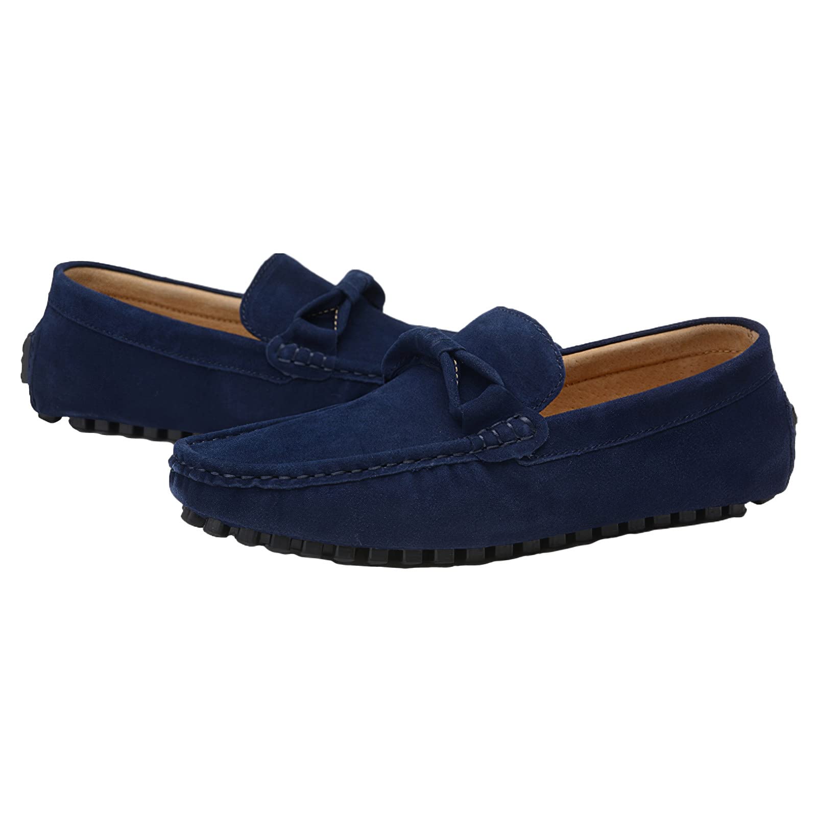 ANUFER Hombres Elegante Piel de Ante Mocasines Planos Comodidad Zapatos para Conducir Pantuflas Mocasín