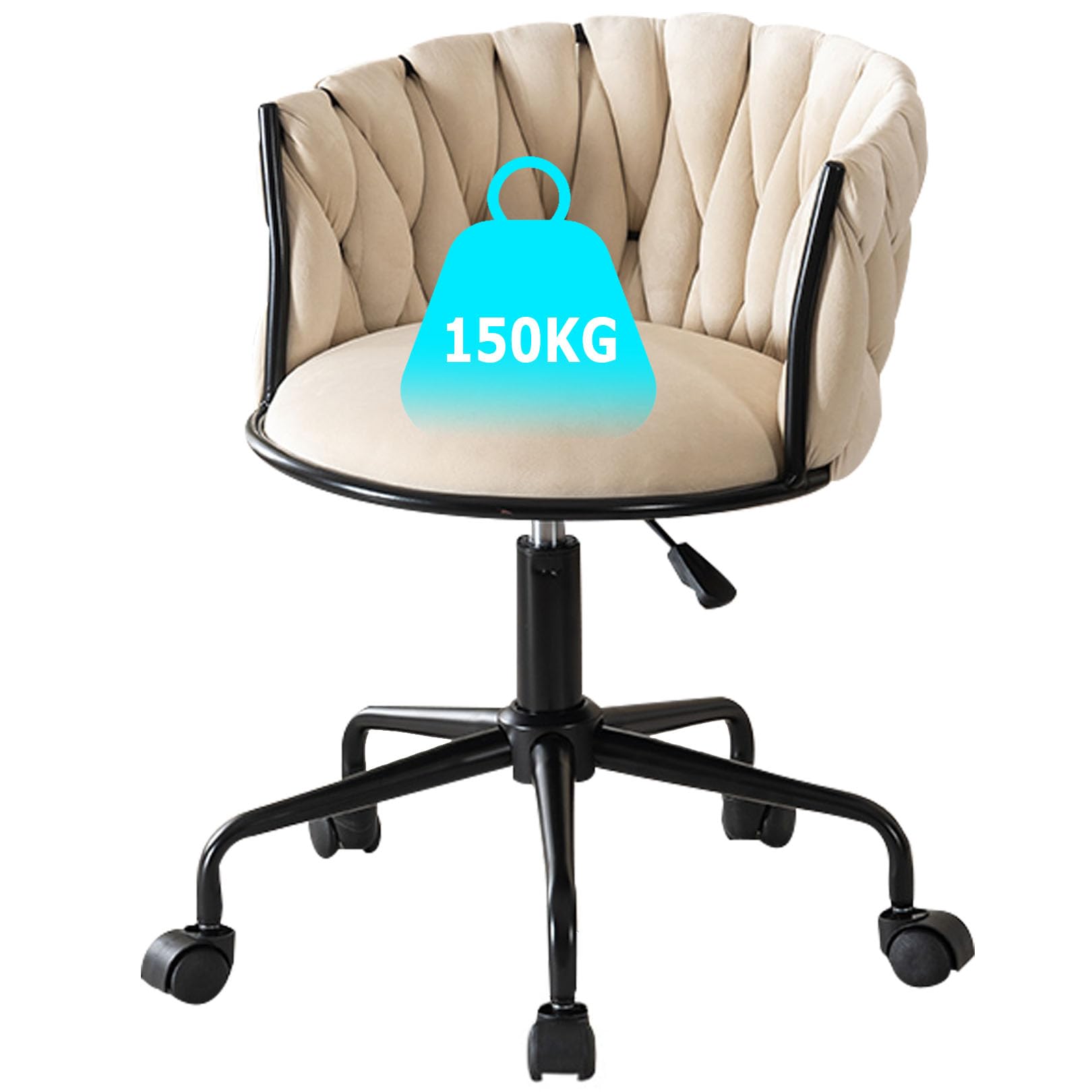 Chaise pivotante moderne rembourrée velours dossier moyen pour ordinateur
