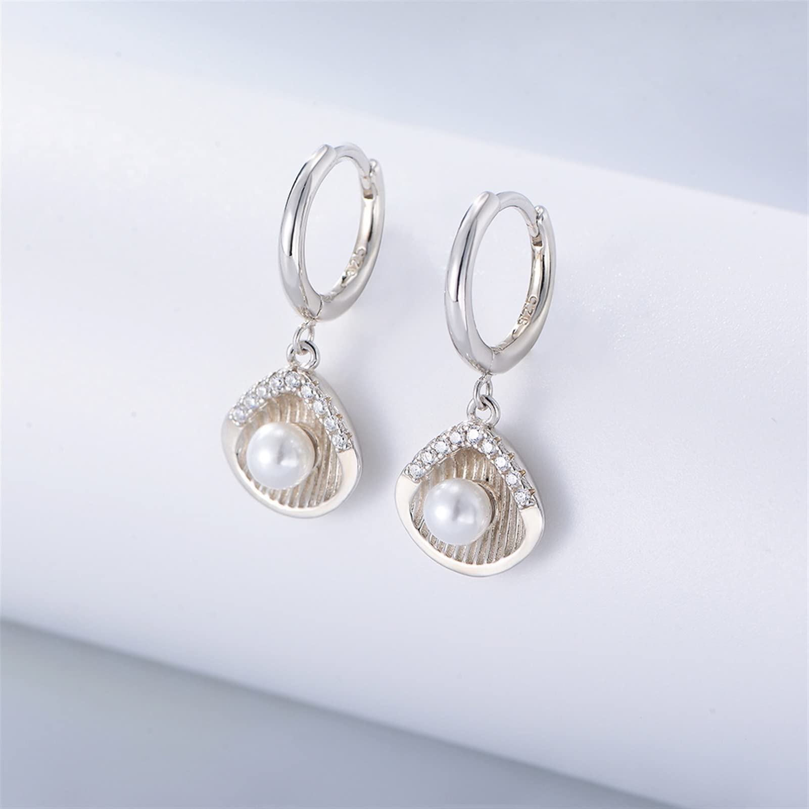 Orecchini da donna S925 Orecchini di perle con guscio d'argento sterling