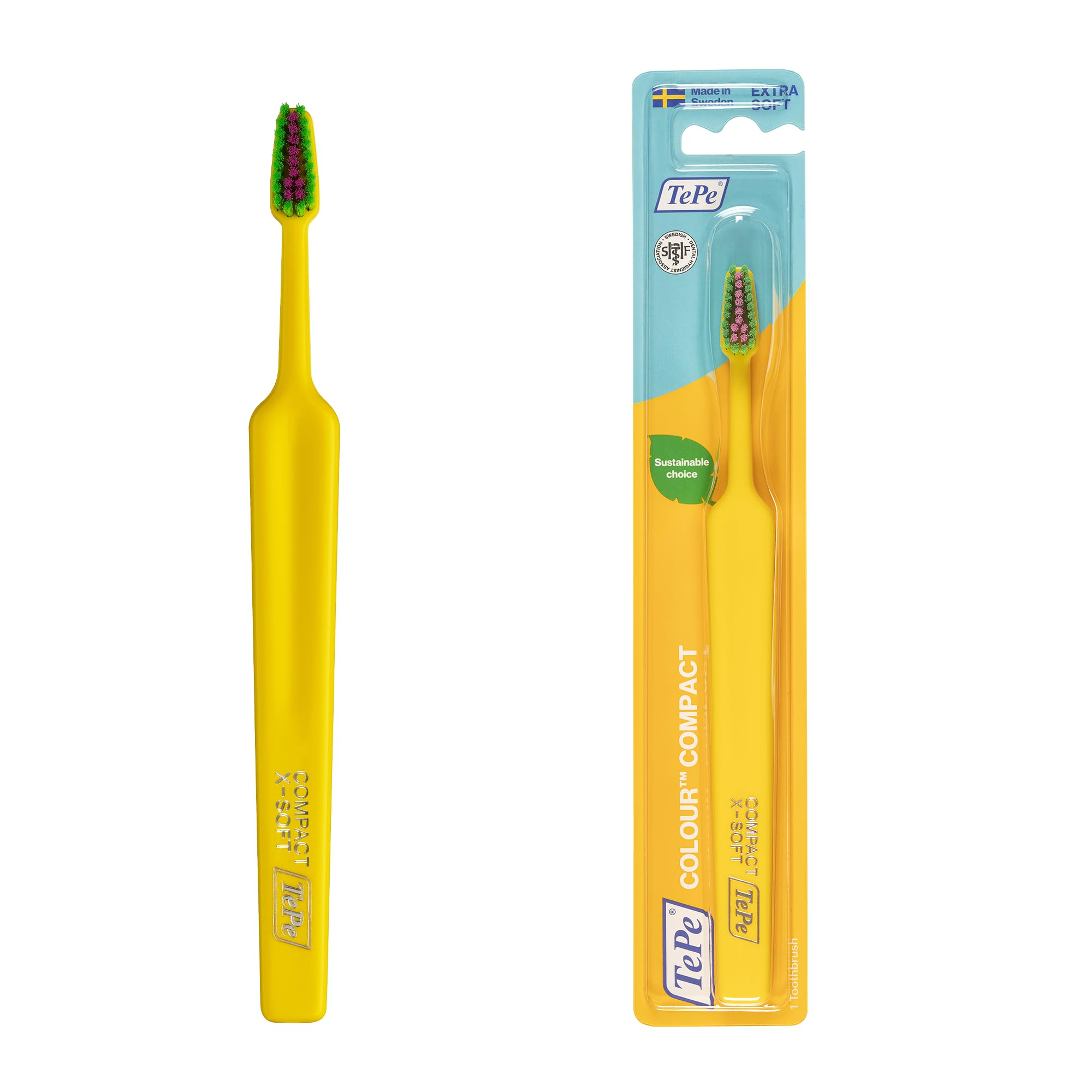 TePe Colour Compact Toothbrush, Extra Soft, Yellow, 1pc