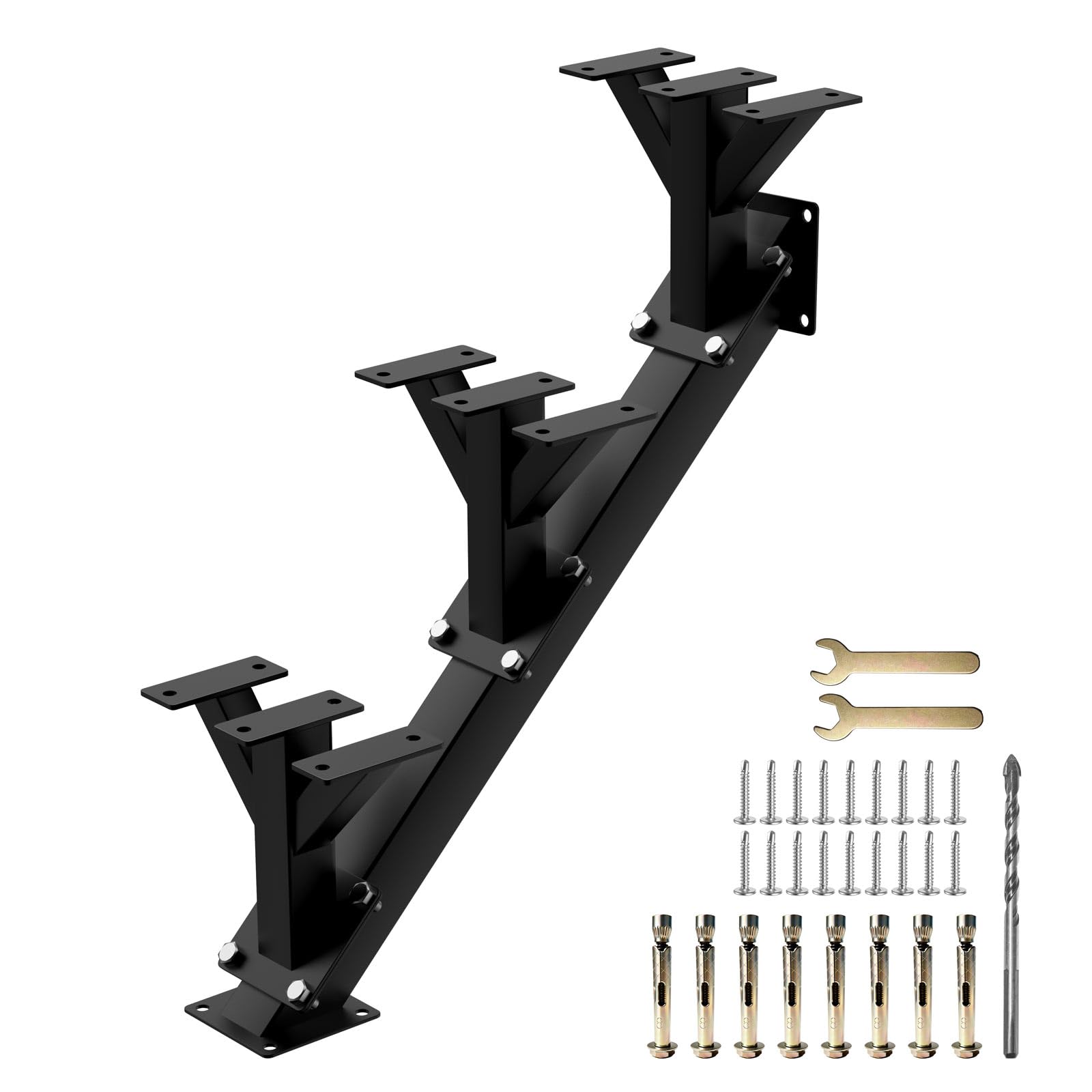 3 montanti in metallo per scale, montanti in acciaio per altezza del ponte di 54,1 cm con fori pre-forati, robusti, capacità di carico 227 kg, montanti per scale da esterno per ponte, veranda, patio