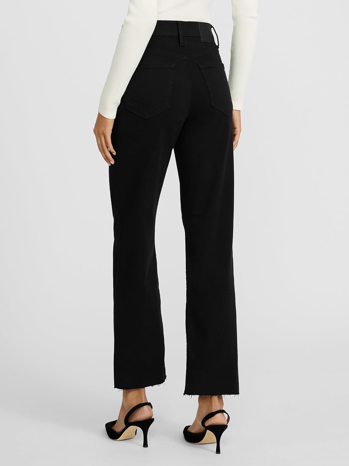 EXPRESS Women’s Straight-Leg Ankle Jeans – High Waisted Stretch Denim with Raw Hem Detail - Image 4