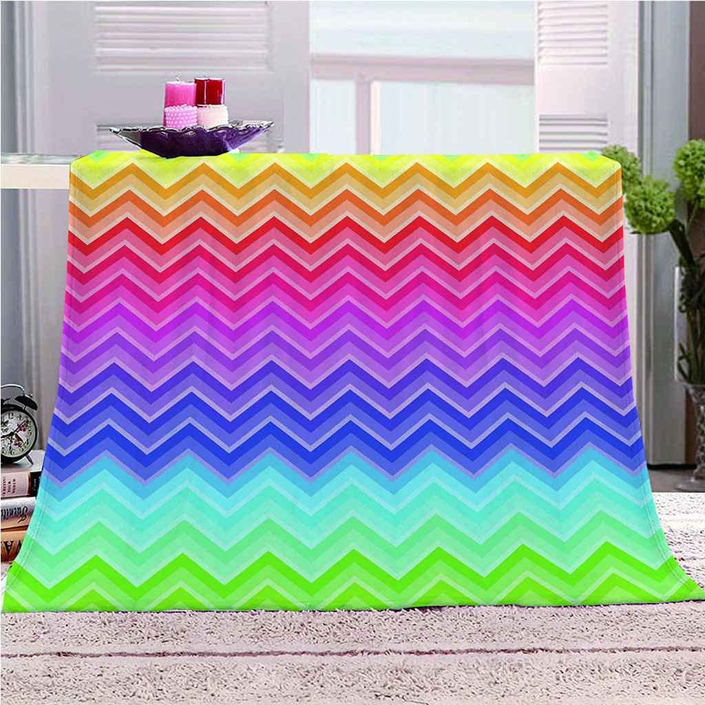 Couverture flanelle douce au toucher motif vagues colorées 3D toutes saisons