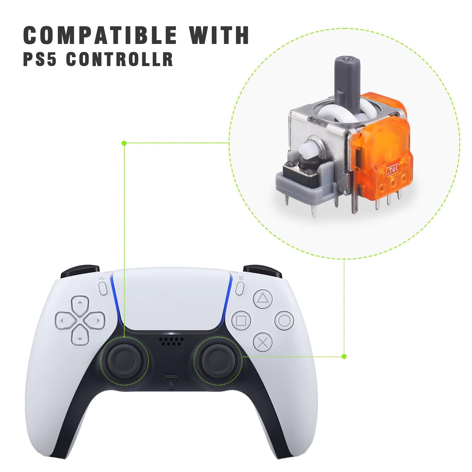 Pixel Arrow 2x Elektromagnetyczny Joystick TMR do Kontrolera PS5 DualSense – Bez Driftu, Wysokiej Precyzji Zamiennik Drążka Analogowego do PlayStation 5