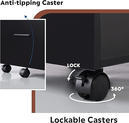 Miniatura 6 de DEVAISE Archivador de madera, archivador de 2 cajones para oficina en casa, archivadores verticales con ruedas para archivos A4cartatamaño legal,