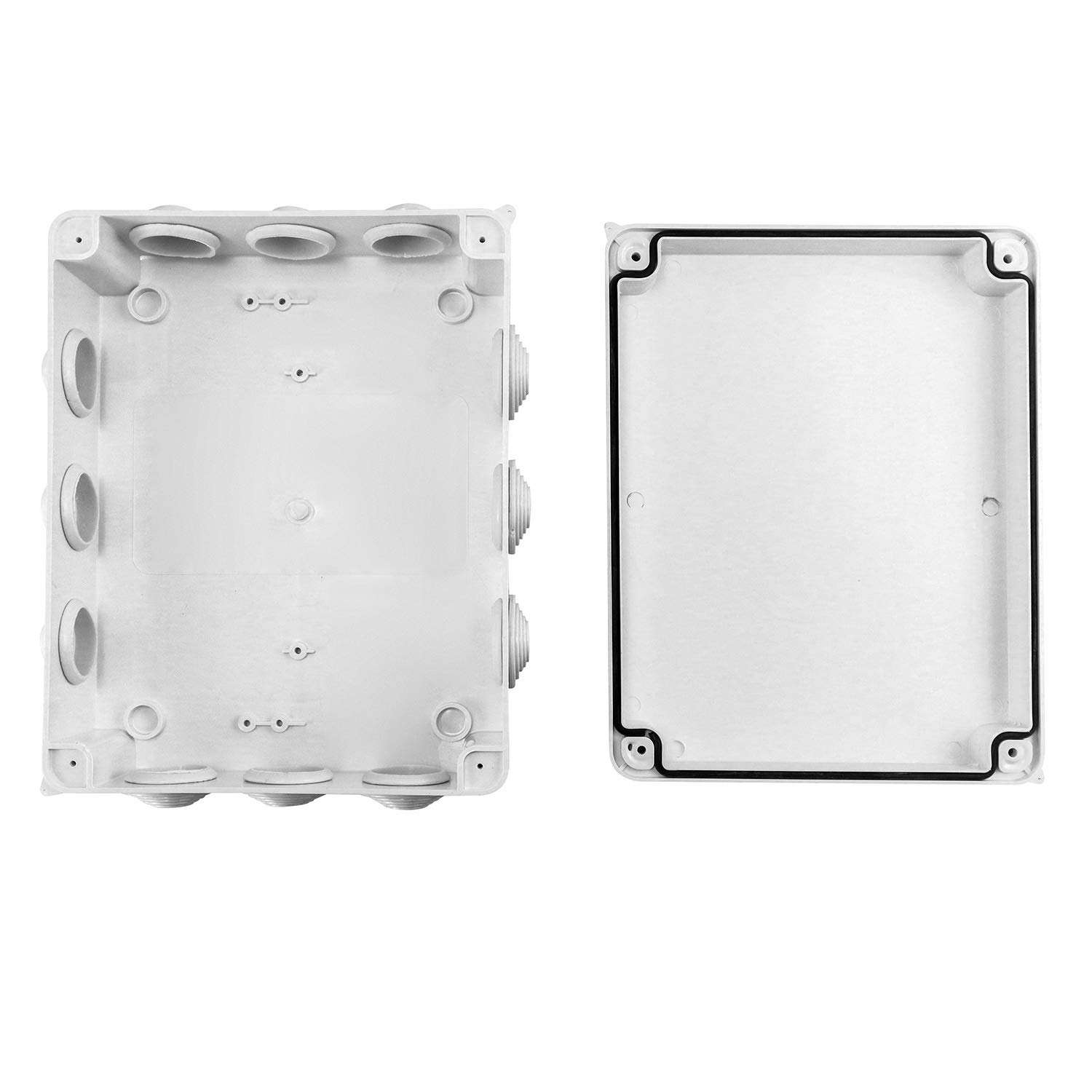QWORK® Caja de derivación 255 x 200 x 80 mm, para exterior iluminación cable de conexión eléctrica, IP65, plástico ABS, blanco