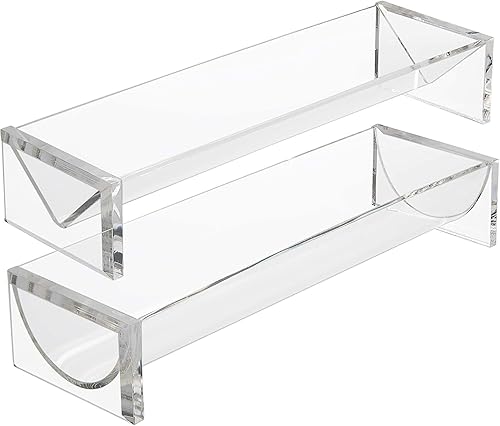 Miniatura 4 de SOUJOY Paquete de 2 bandejas de galletas para servir, soporte acrílico para galletas, soporte rectangular transparente para exhibición de alimentos