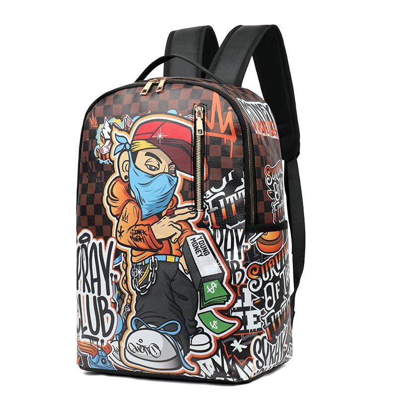 Cartoon Doodle Laptop Backpack for Men Women, 17.3 Inch Lightweight Ergonomic Backpack for Teens (Style 2)