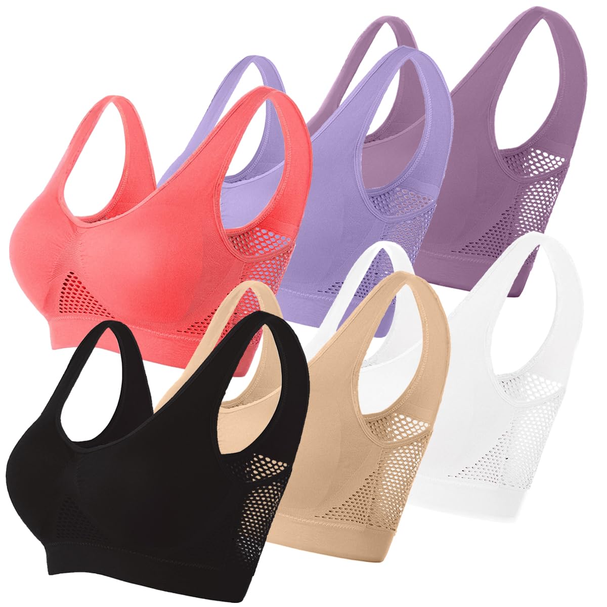 Memoryee Reggiseni Sportivi Imbottiti per Donna Impatto Medio Taglia Plus per Seno Grande Push Up Senza Cuciture Traspirante per Yoga e Corsa Top a Canotta